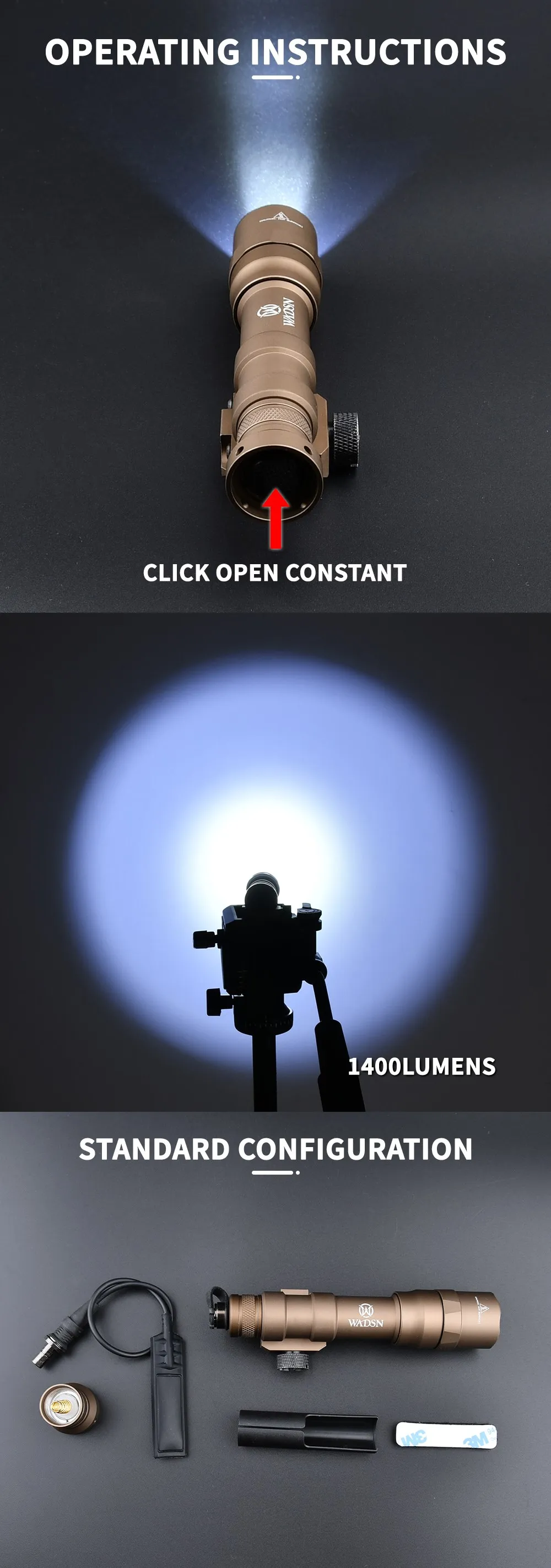 Wadsn Surefire M600DF High Powerful 1400 Lumens Tactical Flashlight White LED Fit 20mm Rail Airsoft Hunting Scout Gun Light
