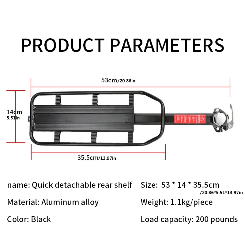 Mountain Bike Carrier With Reflective Plate Riding Equipment Quick Disassembly Aluminum Alloy Bicycle Rear Shelf Bicycle Parts