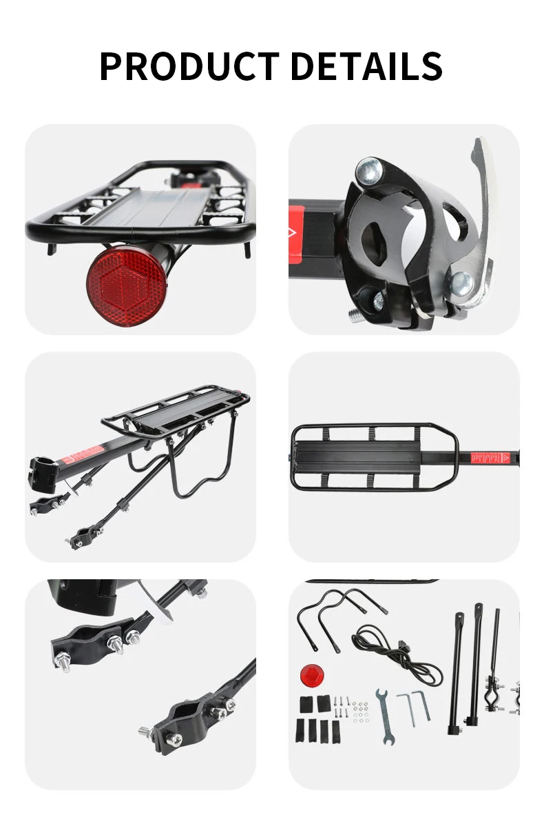 Mountain Bike Carrier With Reflective Plate Riding Equipment Quick Disassembly Aluminum Alloy Bicycle Rear Shelf Bicycle Parts