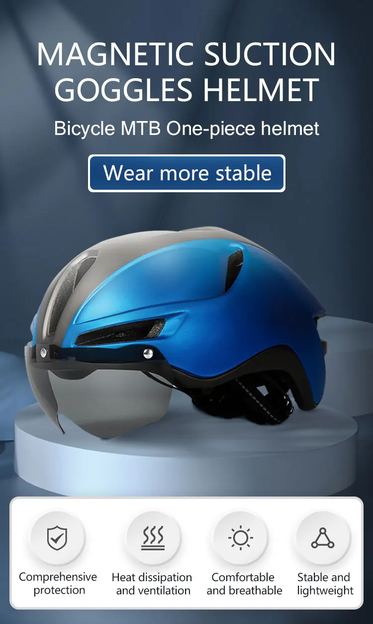 Eastinear 2023 New Road Mountain Bike Helmet Adult Men's Outdoor Sports Cycling Safety Hat With LED Charging Taillight Goggles