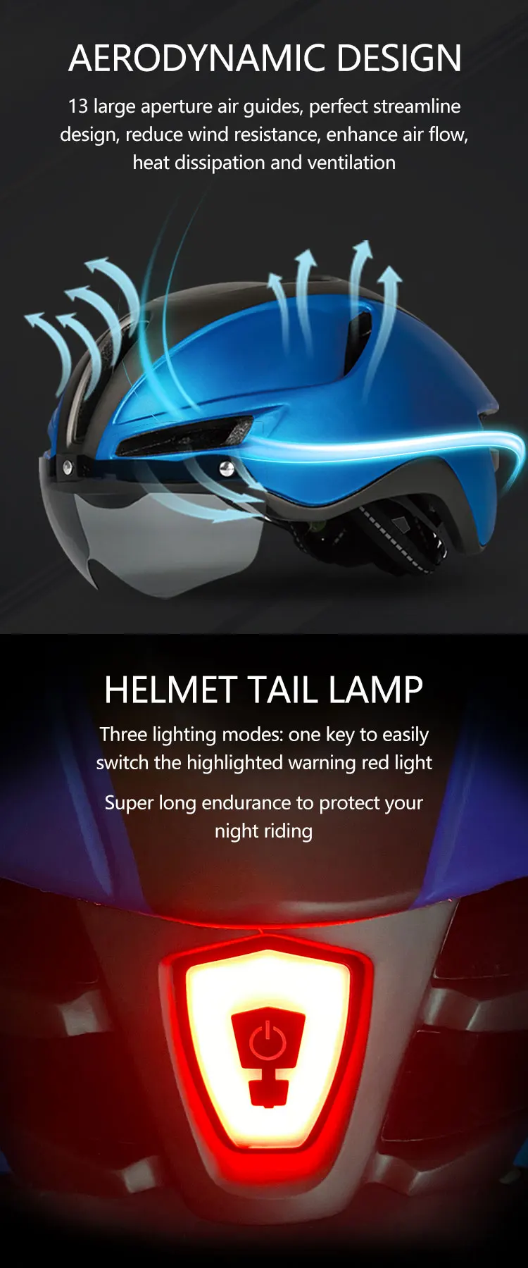 Eastinear 2023 New Road Mountain Bike Helmet Adult Men's Outdoor Sports Cycling Safety Hat With LED Charging Taillight Goggles