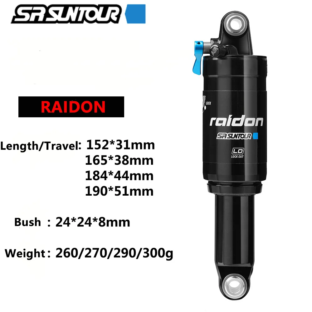SUNTOUR RAIDON Mountain Bike Shock Absorbers Bicycle Rear Shock Absorber XC Soft Tail Gas Pressure Lock Rear Bladder