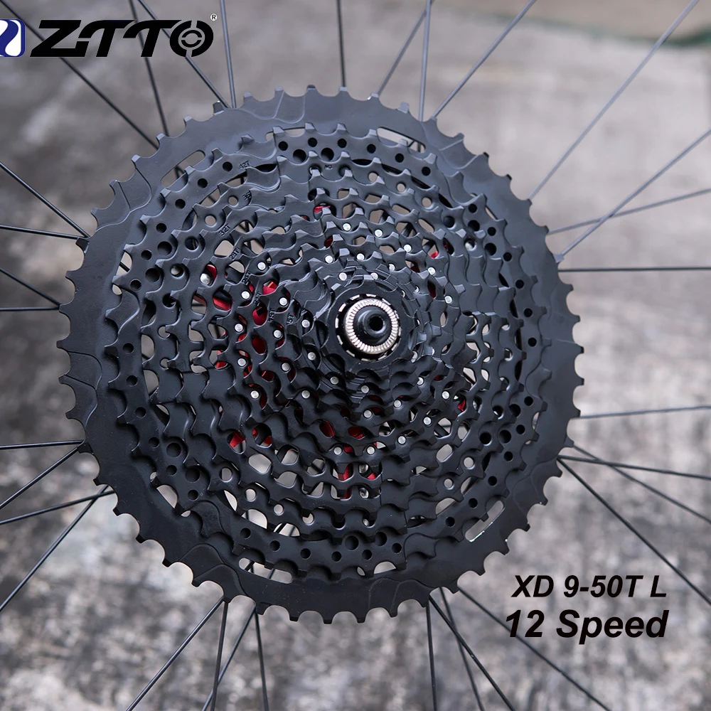 ZTTO MTB 12S 9-50T XD Cassette 9T XD Cassette Black 532g 556% RANGE 12S 9-50T L Cassette Steel 12 Speed Freewheel Sprocket XD K7