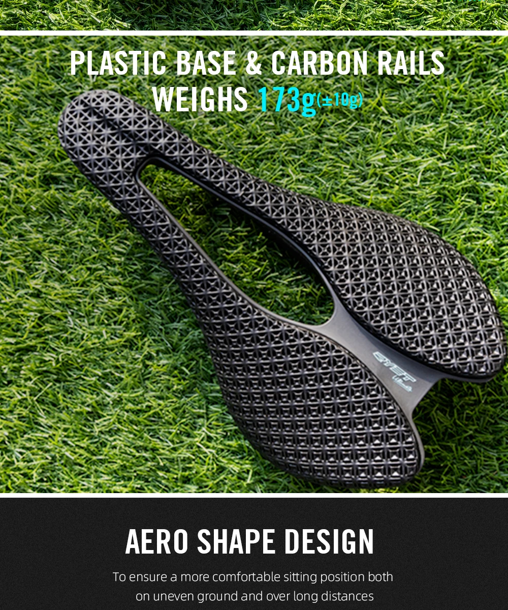 RYET 3D Printed Bicycle Saddle Ultralight Carbon EVA 245x145mm Bike Seating Part MTB Gravel Road Bike Seat Cycling Cushion