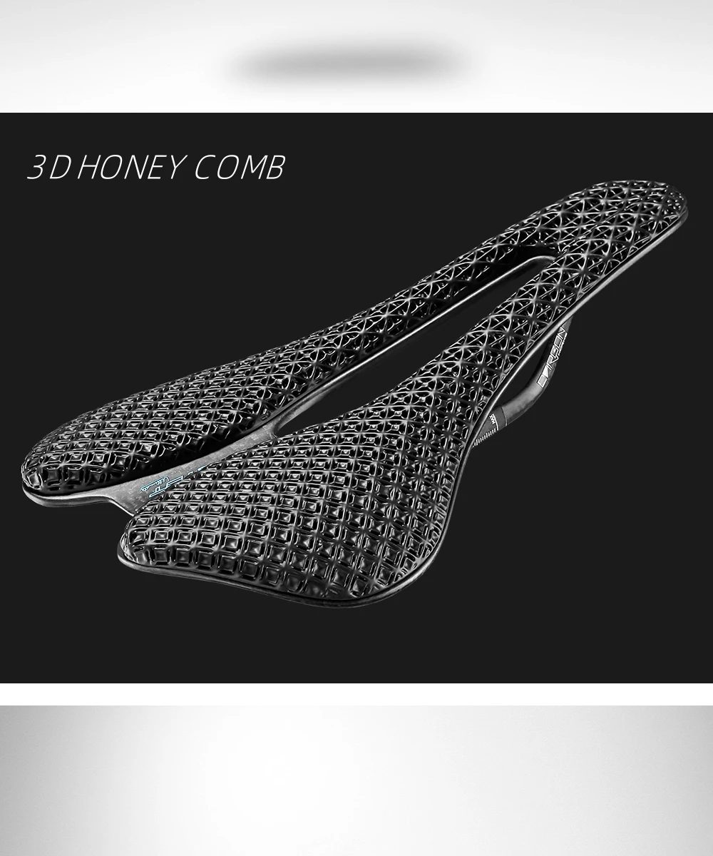 RYET 3D Printed Bicycle Saddle Ultralight Carbon EVA 245x145mm Bike Seating Part MTB Gravel Road Bike Seat Cycling Cushion