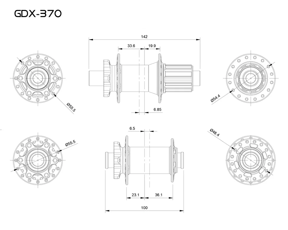 GOLDIX M370 Hub Ratchet 36T HG XD MS Disc Card Brake Mountain Bike Hub Bearing Bicycle Hubs 32 Holes Black 8/9/10/11/12Speed