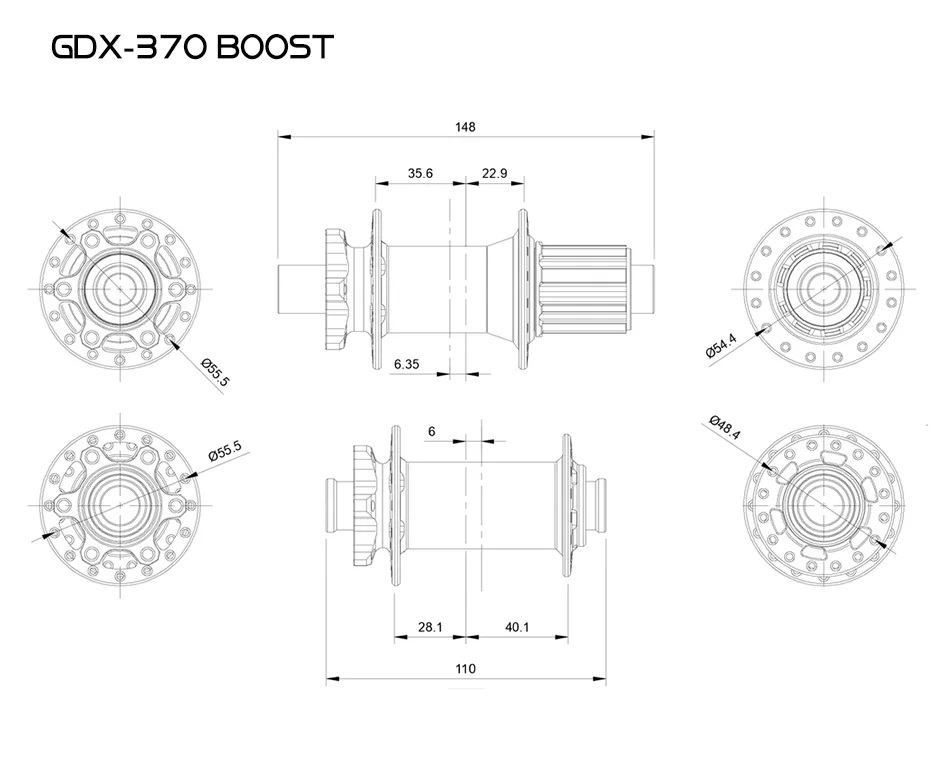 GOLDIX M370 Hub Ratchet 36T HG XD MS Disc Card Brake Mountain Bike Hub Bearing Bicycle Hubs 32 Holes Black 8/9/10/11/12Speed