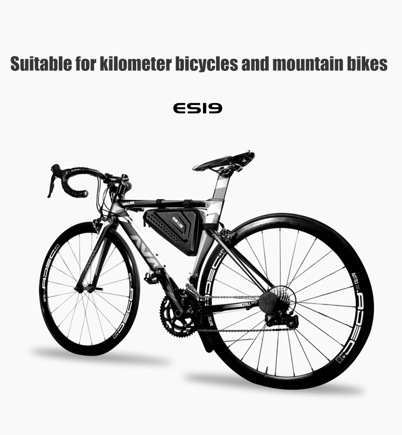 WILD MAN ES19 Bicycle Triangle Frame Bag PU EVA Hard Shell Dual Side Zipper Mesh Storage Hook and Loop Straps MTB Cycling Pouch