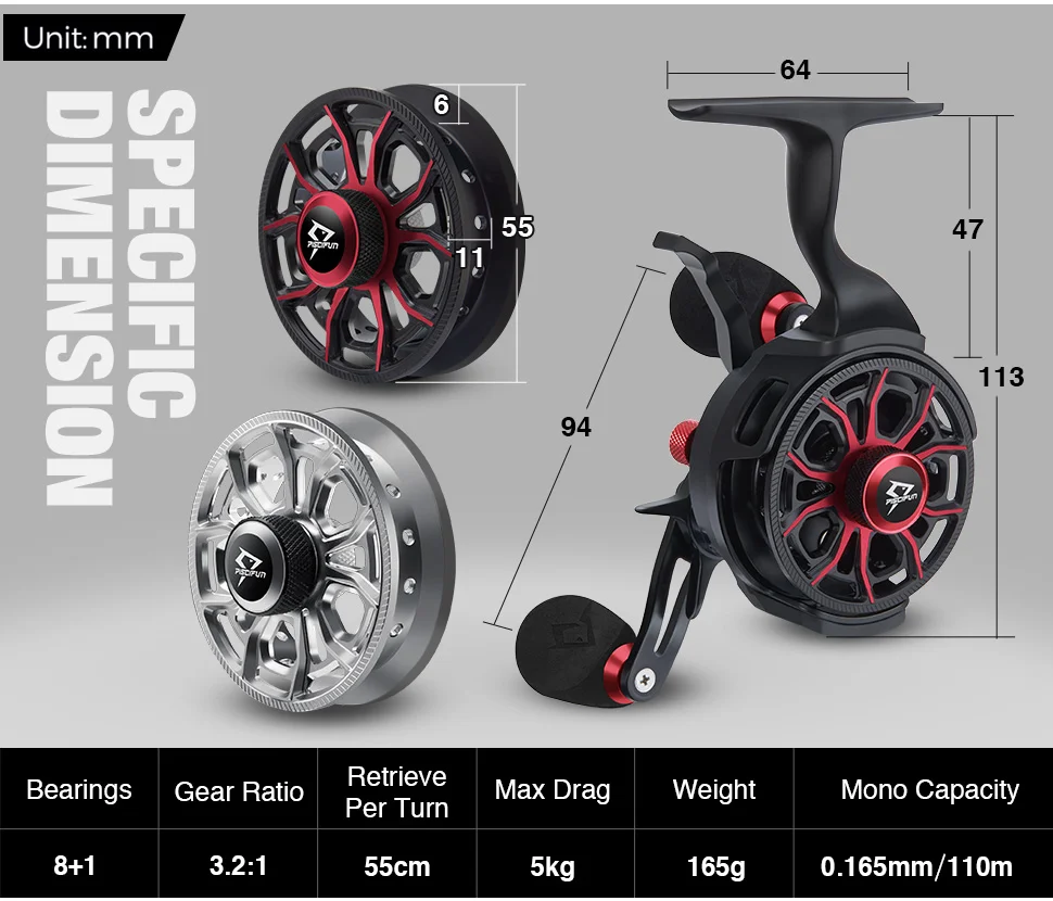 Piscifun ICX CARBON Inline Ice Fishing Reel 3.2:1 High Speed Free Fall Magnetic Smooth 5kg Max Drag Winter Reel