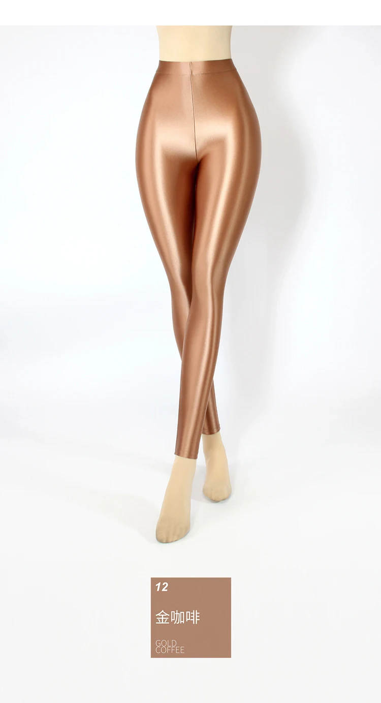 XClocKNYoung satin glossy pants High Waist Sport Women Fitness Shiny Yoga Pants Tights Leggings High Elastic glossy leggings