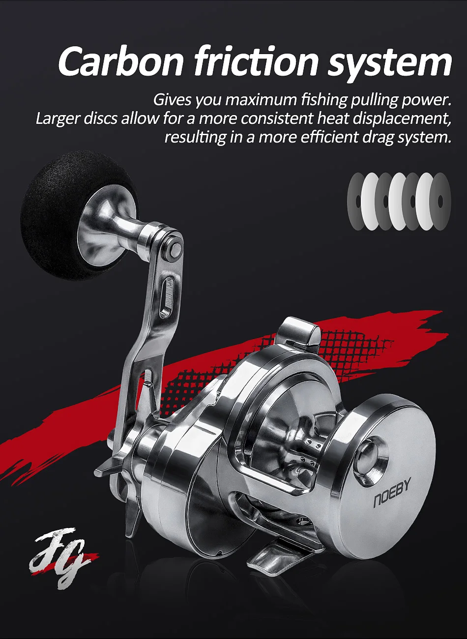 Noeby Slow Jigging Fishing Reel Aluminum Alloy Trolling Star Drag Sea Fishing Reels Tackle Max Drag 10-15kg Boat Fishing Reels