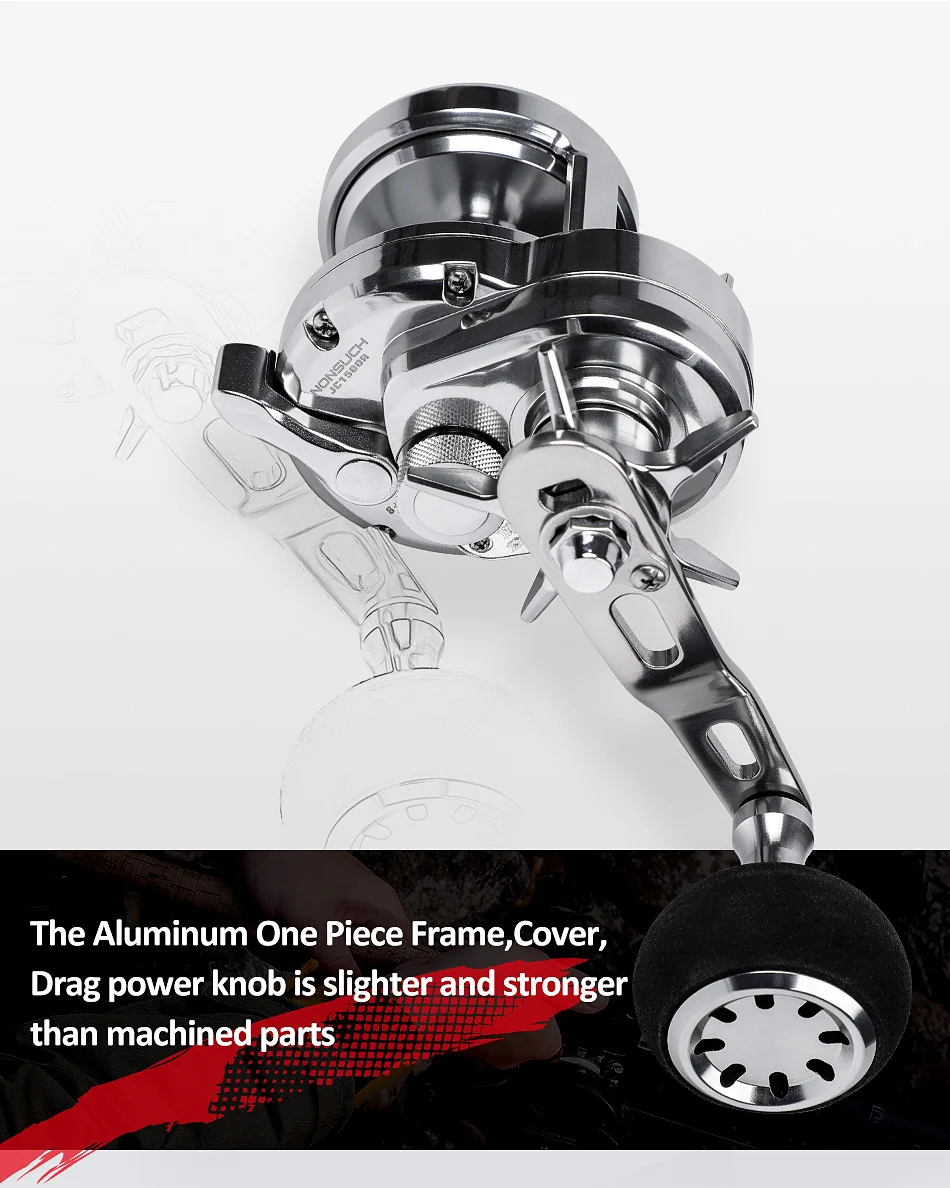 Noeby Slow Jigging Fishing Reel Aluminum Alloy Trolling Star Drag Sea Fishing Reels Tackle Max Drag 10-15kg Boat Fishing Reels