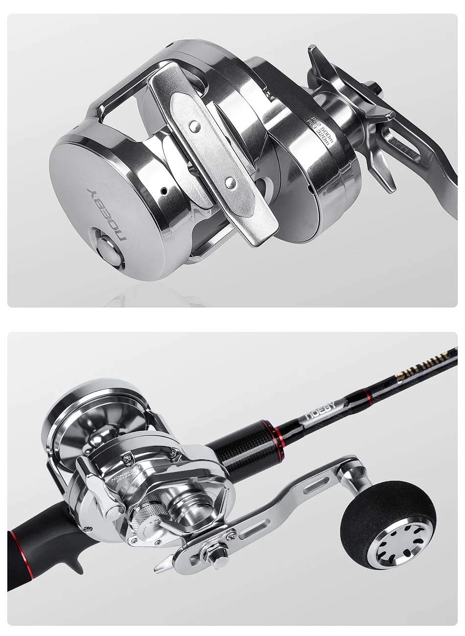 Noeby Slow Jigging Fishing Reel Aluminum Alloy Trolling Star Drag Sea Fishing Reels Tackle Max Drag 10-15kg Boat Fishing Reels