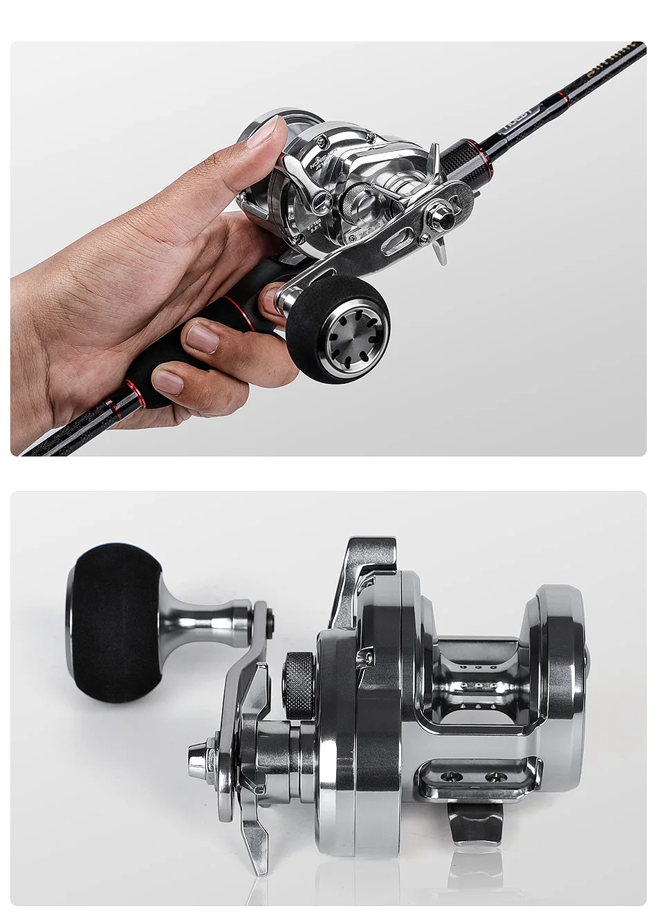 Noeby Slow Jigging Fishing Reel Aluminum Alloy Trolling Star Drag Sea Fishing Reels Tackle Max Drag 10-15kg Boat Fishing Reels