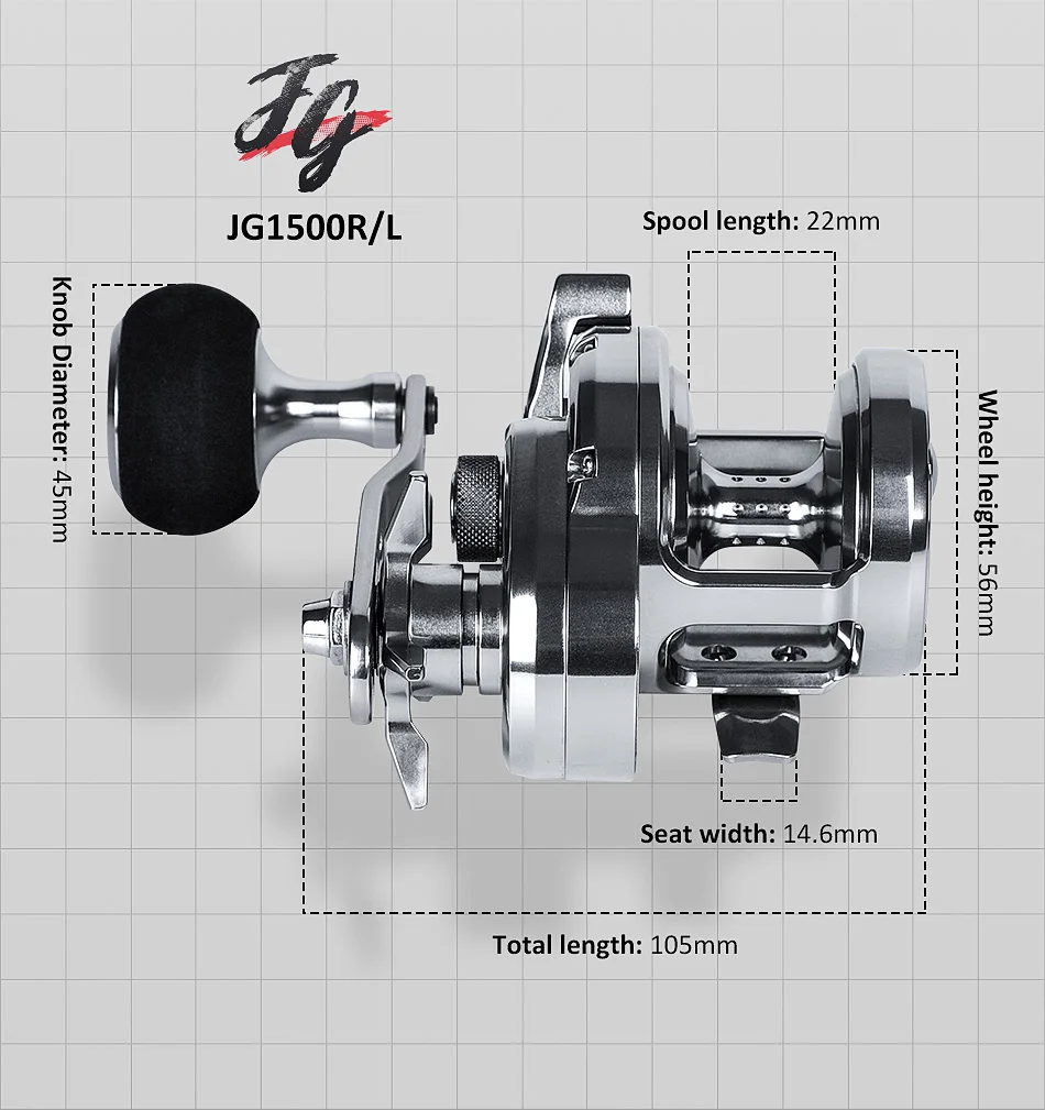 Noeby Slow Jigging Fishing Reel Aluminum Alloy Trolling Star Drag Sea Fishing Reels Tackle Max Drag 10-15kg Boat Fishing Reels