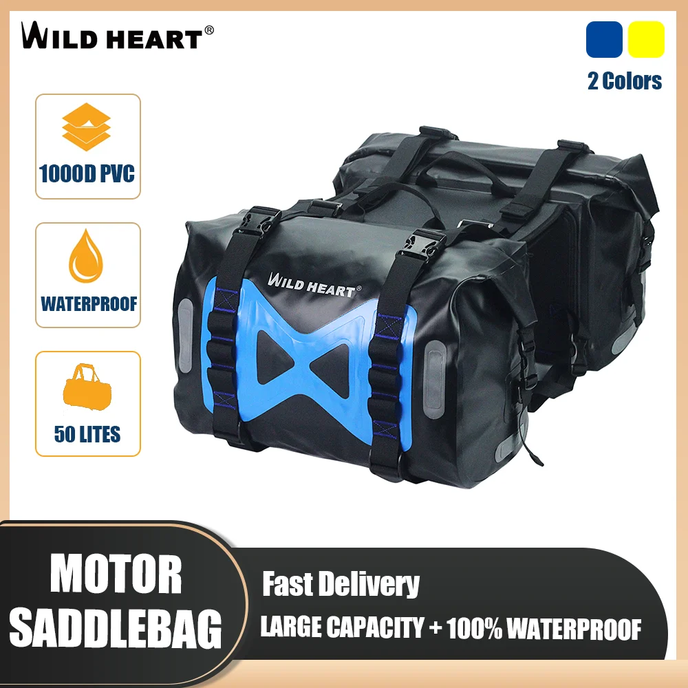 WILD HEART Waterproof Bag for Motorbike U-shaped Motorcycle Luggage Bag Waterproof PVC Material 70L Large Capacity Moto Bags