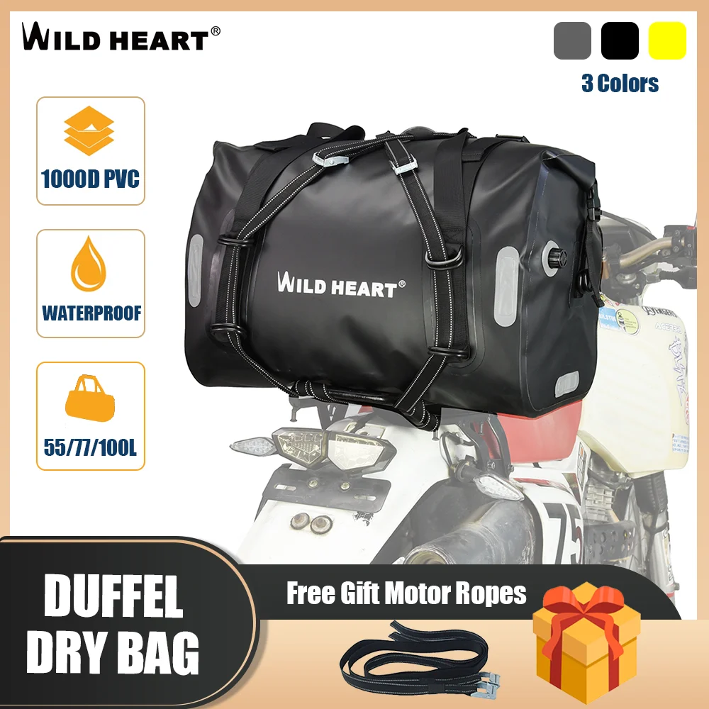 WILD HEART Waterproof Bag for Motorbike U-shaped Motorcycle Luggage Bag Waterproof PVC Material 70L Large Capacity Moto Bags