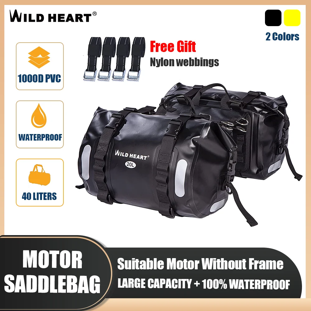 WILD HEART Waterproof Bag for Motorbike U-shaped Motorcycle Luggage Bag Waterproof PVC Material 70L Large Capacity Moto Bags