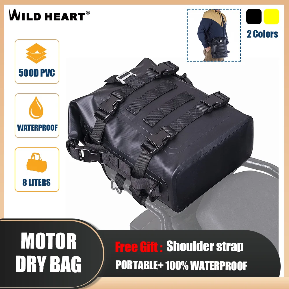 WILD HEART Waterproof Bag for Motorbike U-shaped Motorcycle Luggage Bag Waterproof PVC Material 70L Large Capacity Moto Bags