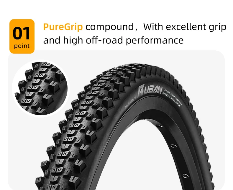 Continental Ruban Mountain Bike Tyre 29x2.10 29x2.30 Pure Grip Compound Shield Wall System E25 Tubeless Ready Folding Tire