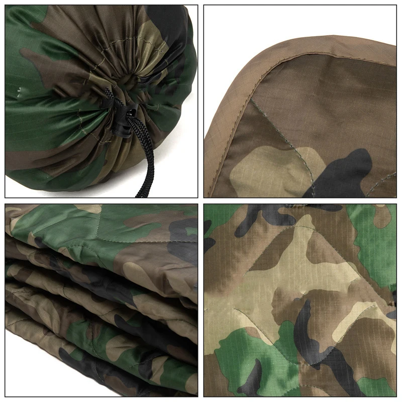 Welead Camo Woobie Ultralight Camping Quilt Travel Outdoor Camouflage Blanket Portable Warm Sleeping Bag Pad Poncho Hunting