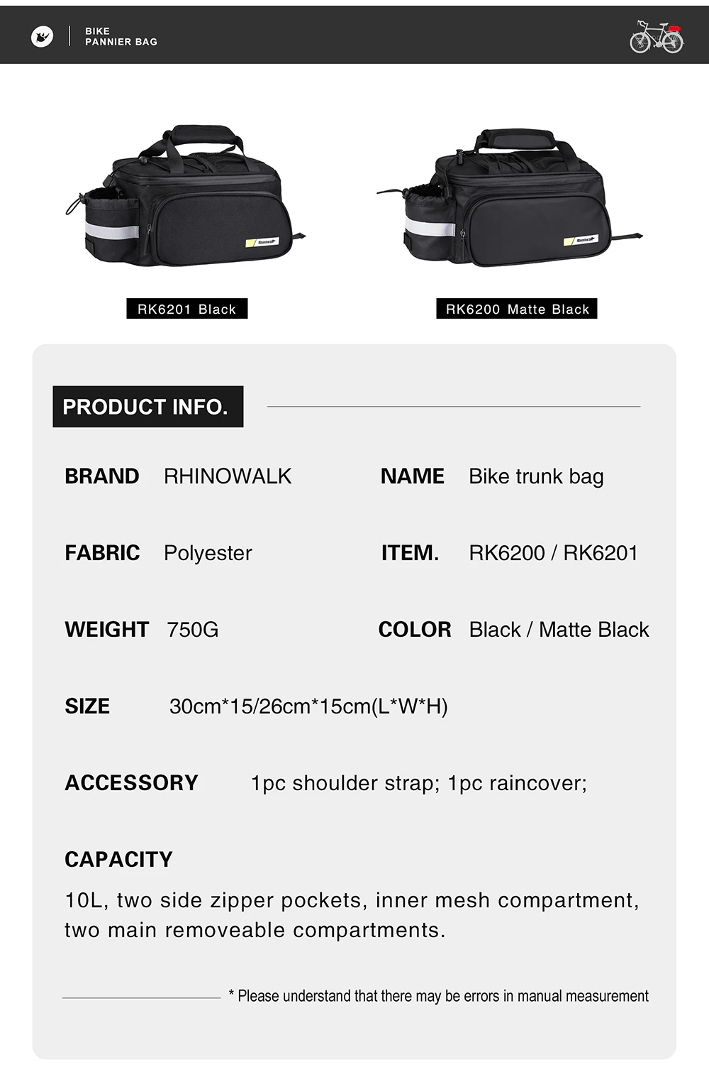 Rhinowalk Bicycle Carrier Bag Big Sale Rack Trunk Pannier Bag Cycling Multifunctional Large Capacity Travel Bag With Rain Cover