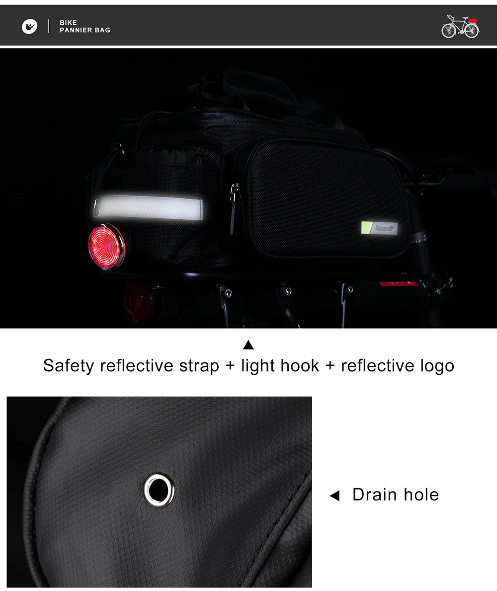 Rhinowalk Bicycle Carrier Bag Big Sale Rack Trunk Pannier Bag Cycling Multifunctional Large Capacity Travel Bag With Rain Cover