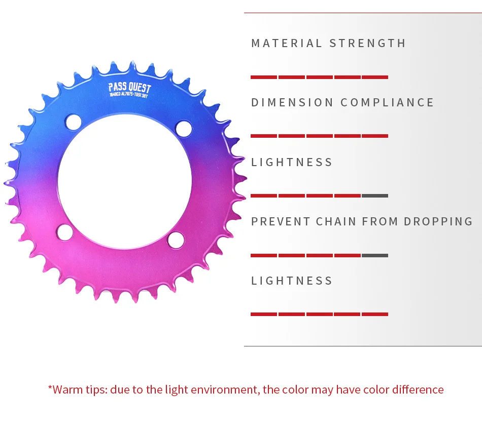 Colorful Closed Disc 104 BCD Round Mountain Bikes ChainWheel Chainrings Crankset 34T 36T 38T 40T 42T 44T 46T 48T