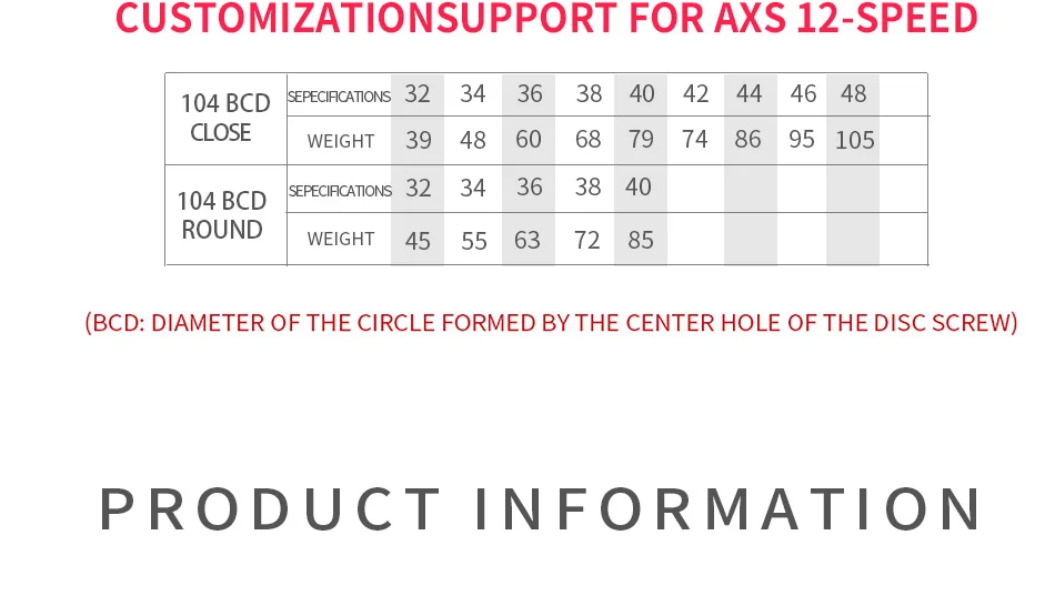 Colorful Closed Disc 104 BCD Round Mountain Bikes ChainWheel Chainrings Crankset 34T 36T 38T 40T 42T 44T 46T 48T