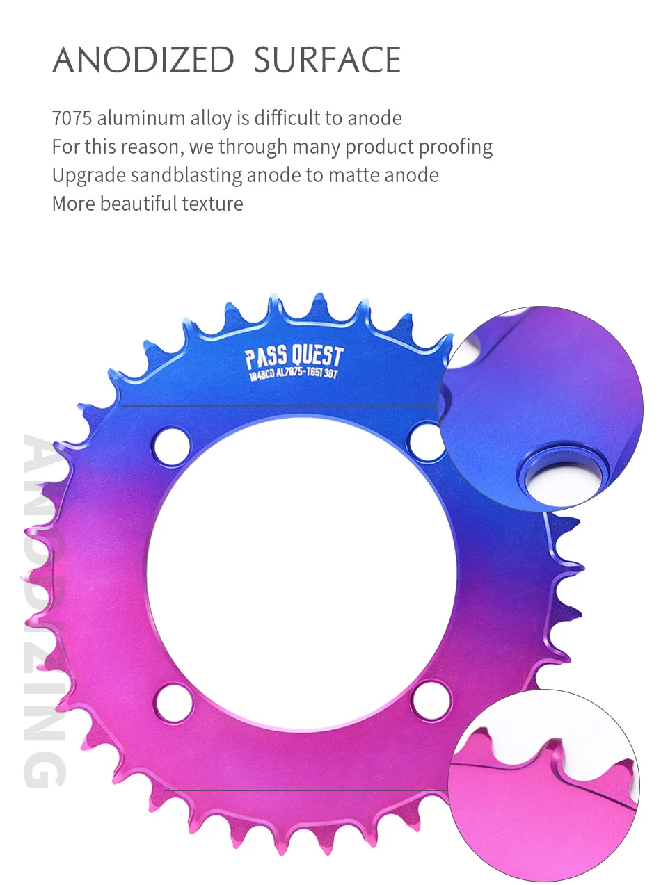 Colorful Closed Disc 104 BCD Round Mountain Bikes ChainWheel Chainrings Crankset 34T 36T 38T 40T 42T 44T 46T 48T