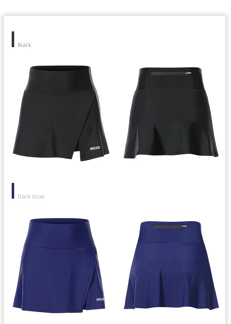ARSUEXO Women Cycling Shorts 2-in-1 With 5D Silicone Cushion MTB Bike Shorts High Waist Bicycle Tights Breathable Sports Skirt