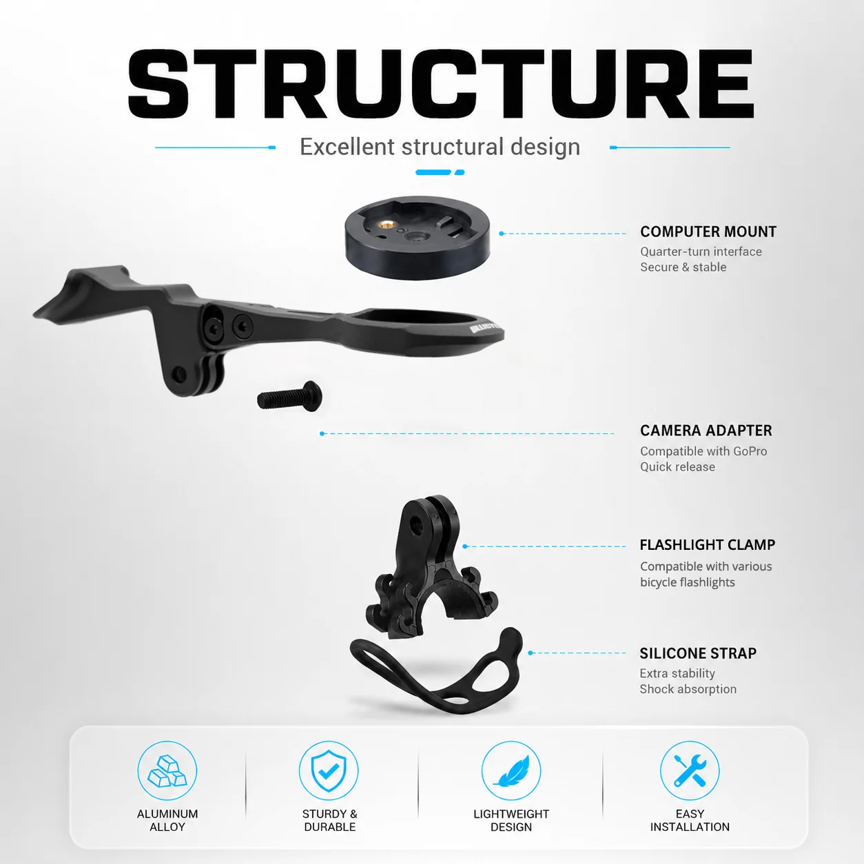 ULLICYC For Y1RS CCY1 Integrated Handlebar Computer Mount Compatible With Gopro/GPS/Garmin/Bryton/Wahoo Aluminum Alloy