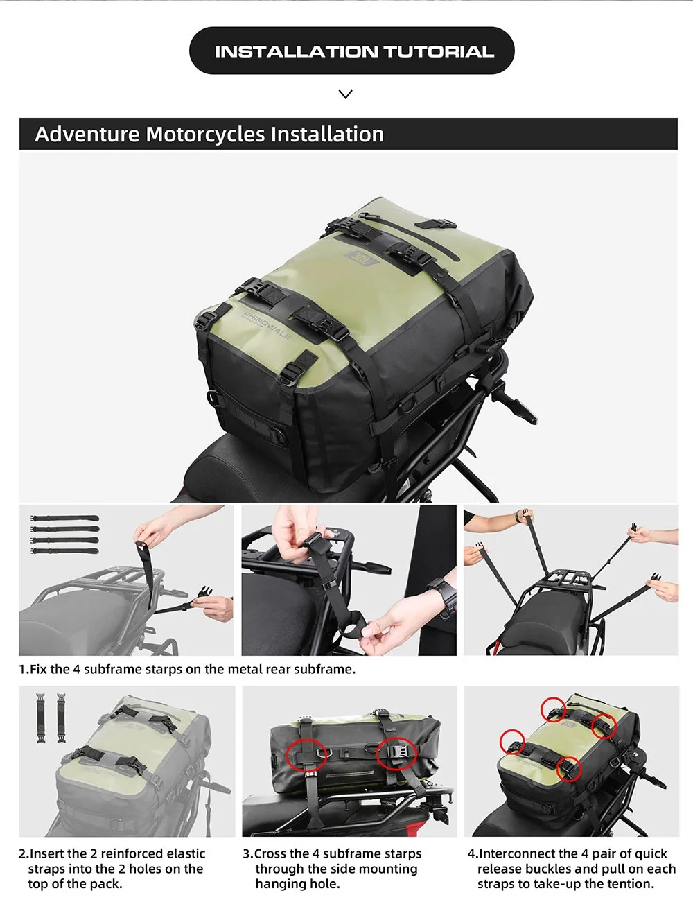 Rhinowalk Motorcycle Travel Bag Waterproof Motorbike Side Bag 30L Motor Saddle Pannier Bag Traveling Bags For Motor Bike