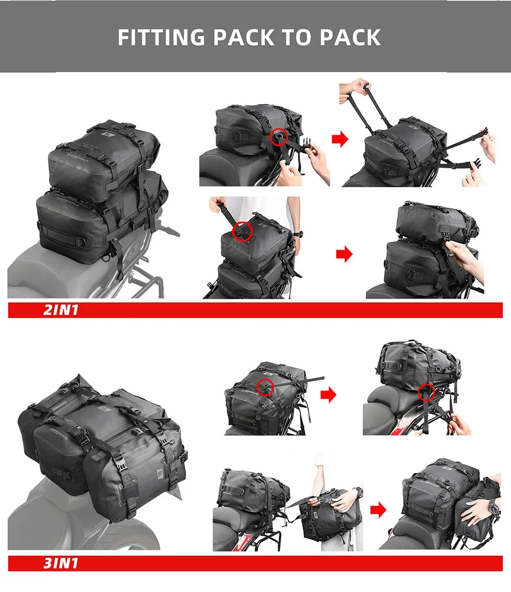 Rhinowalk Motorcycle Travel Bag Waterproof Motorbike Side Bag 30L Motor Saddle Pannier Bag Traveling Bags For Motor Bike