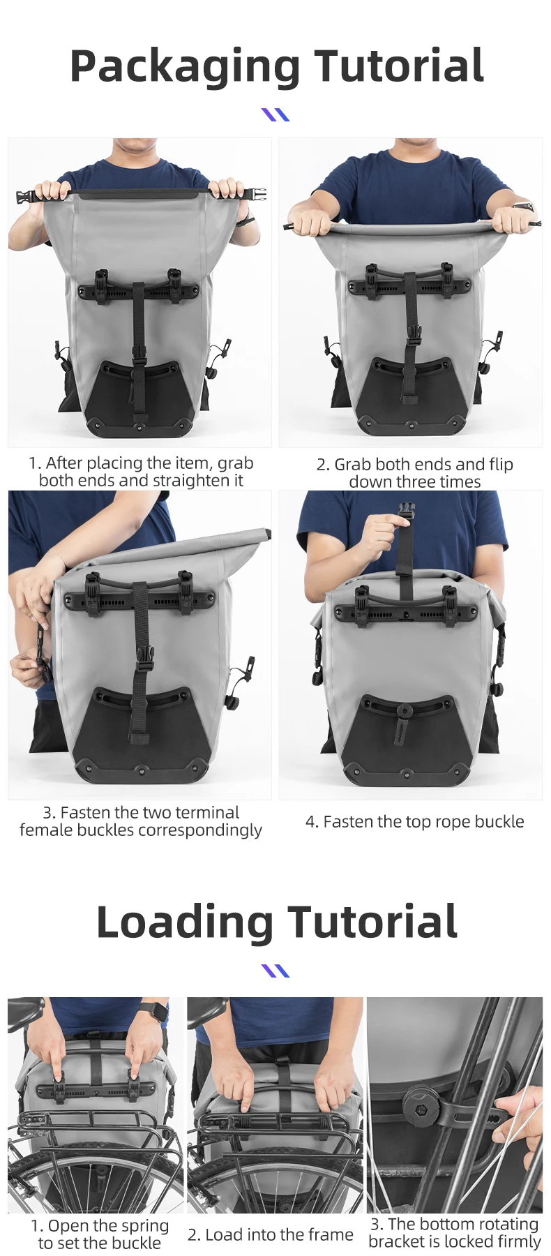 ROCKBROS Waterproof Bike Bag 25L Travel Cycling Bag Basket Bicycle Rear Rack Tail Seat Trunk Bag Bicycle Bag Panniers 1PCS