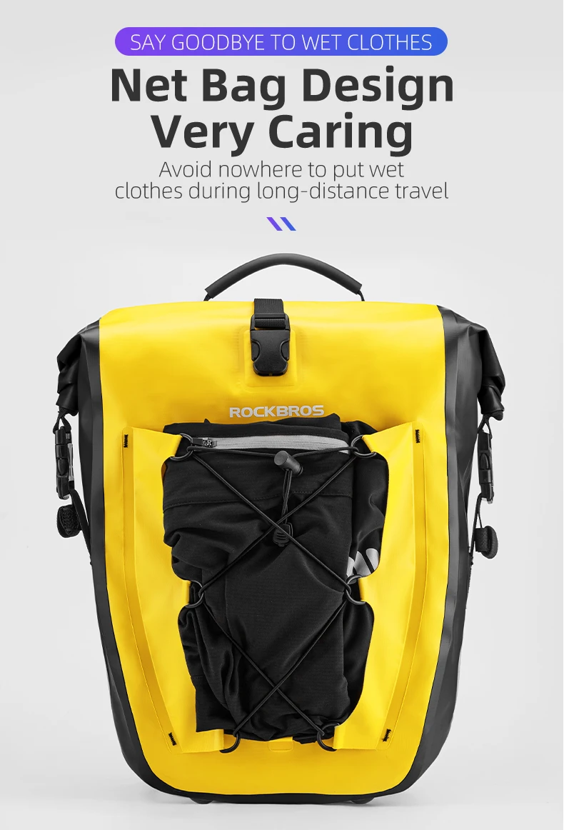 ROCKBROS Waterproof Bike Bag 25L Travel Cycling Bag Basket Bicycle Rear Rack Tail Seat Trunk Bag Bicycle Bag Panniers 1PCS