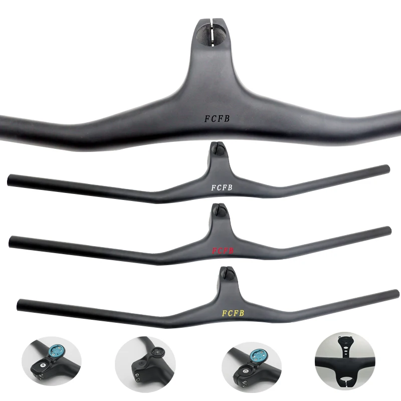New FCFB Multiple Colour MTB Integrated Handlebar Carbon Fiber One-shaped Handlebar Stem -17Degree Bike Frame Bicycle Parts
