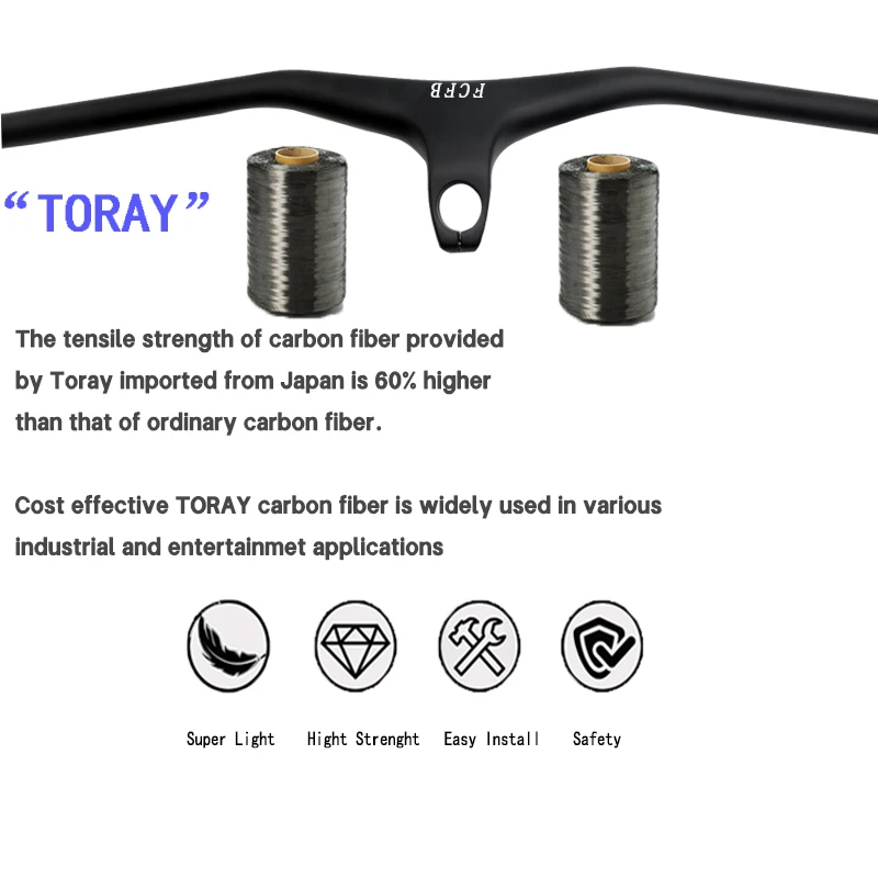 New FCFB Multiple Colour MTB Integrated Handlebar Carbon Fiber One-shaped Handlebar Stem -17Degree Bike Frame Bicycle Parts