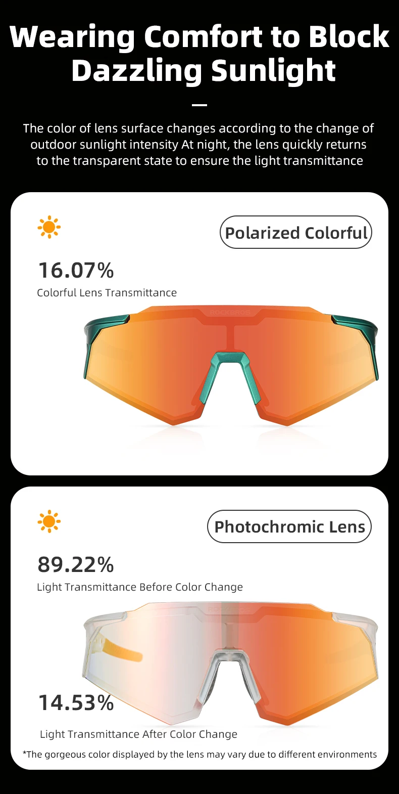 ROCKBROS Cycling Glasses Photochromic Bike Bicycle Glasses Polarized Men Sunglasses MTB Road Cycling Eyewear Protection Goggles