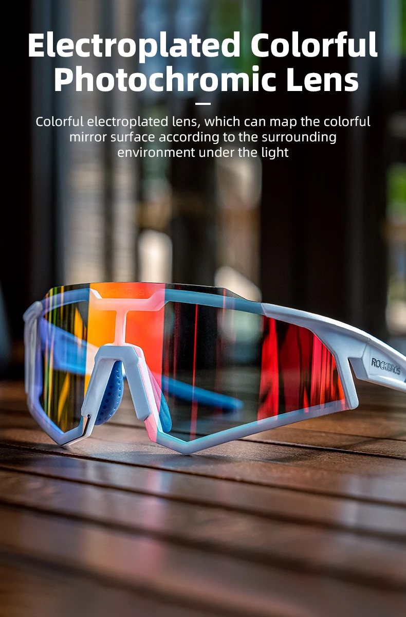 ROCKBROS Cycling Glasses Photochromic Bike Bicycle Glasses Polarized Men Sunglasses MTB Road Cycling Eyewear Protection Goggles
