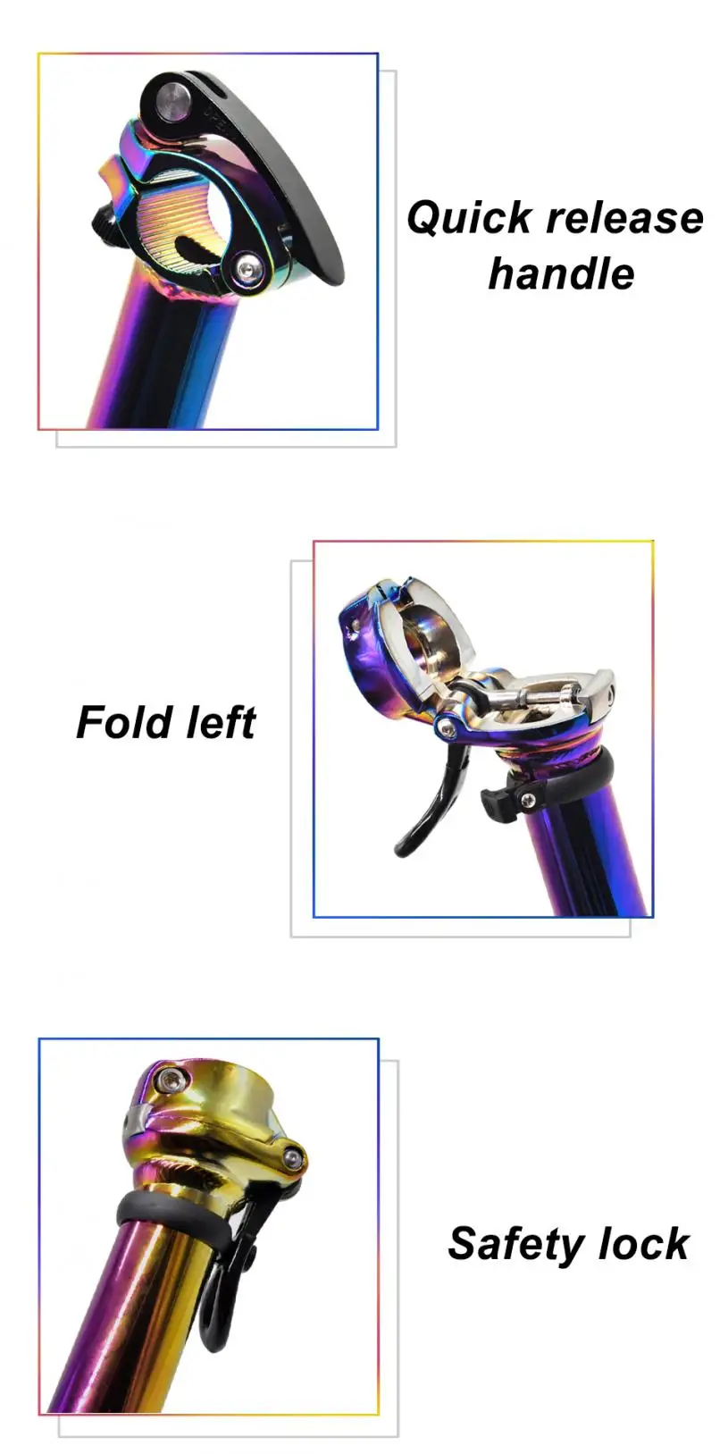 Litepro Bicycle Head Tube Aluminum Alloy 40CM Folding Bike Stem Fixed Handle Post Stand Pipe Quick Release 25.4MM
