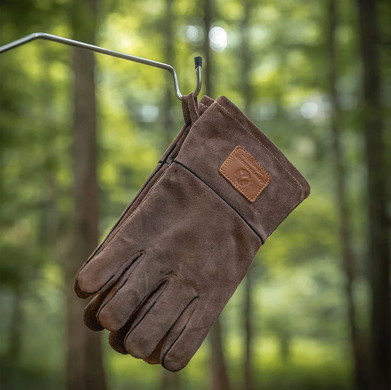 Campingmoon Flame Retardant Heat Insulation Leather High Temperature Outdoor Camping Picnic BBQ Gloves