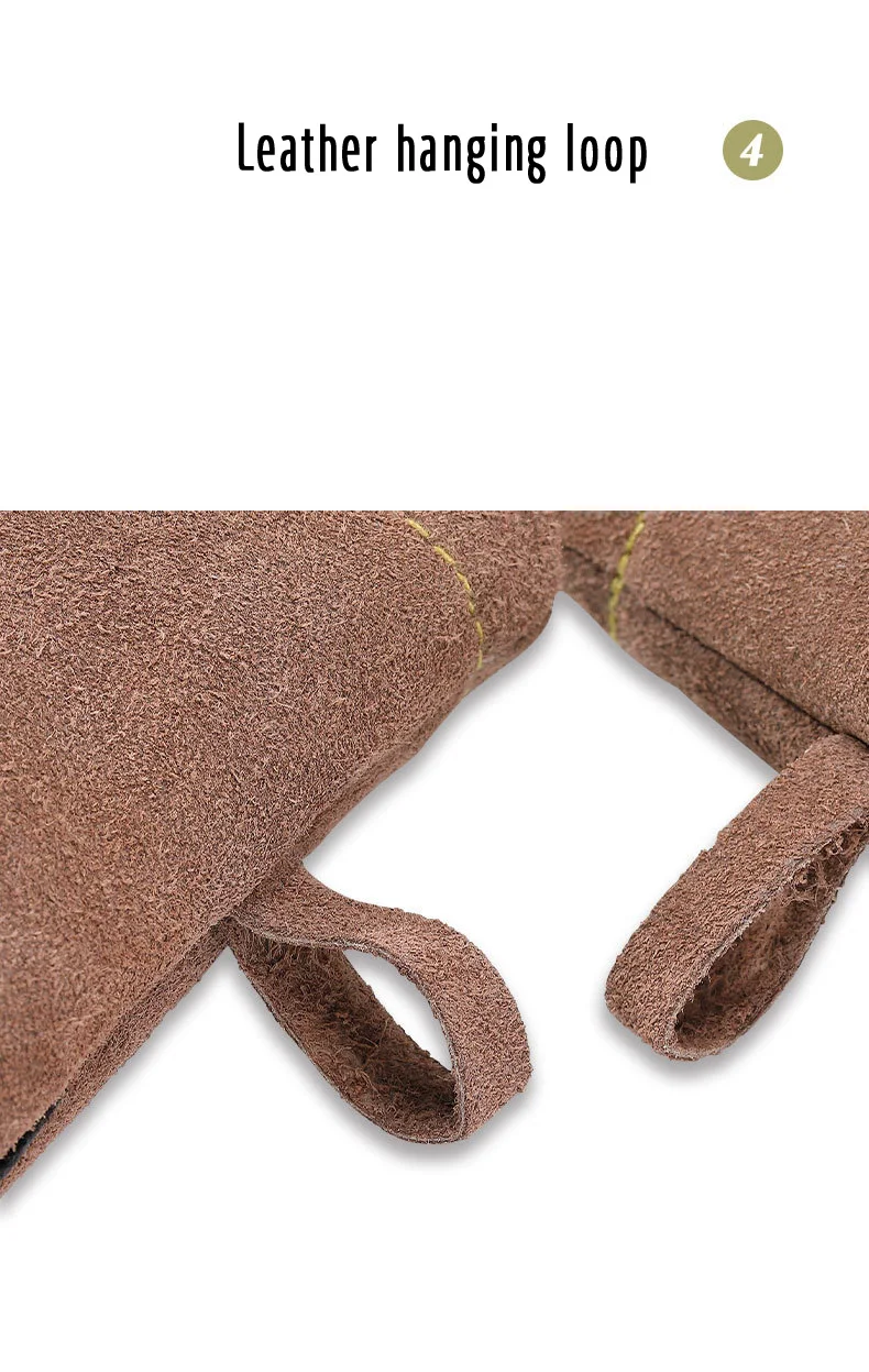 Campingmoon Flame Retardant Heat Insulation Leather High Temperature Outdoor Camping Picnic BBQ Gloves