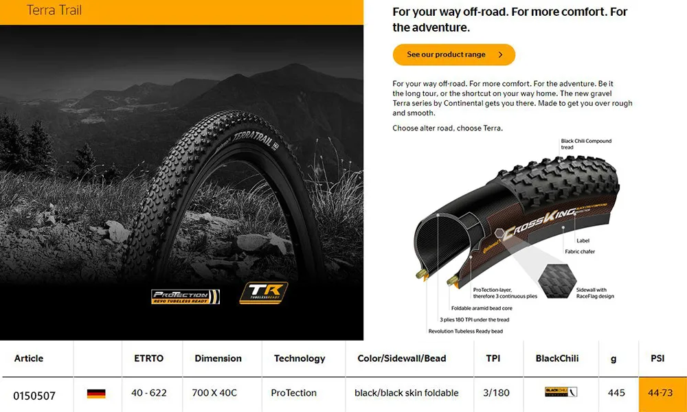 Continental Terra Trail ProTection 28" Folding Clincher Tyre Cyclocross Gravel 700x35/40/45c Road bike Tubeless Ready tire