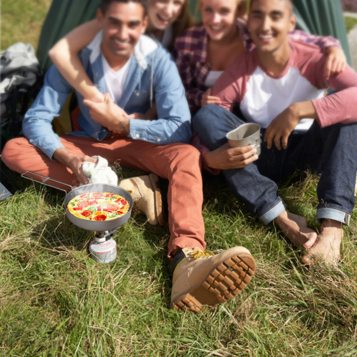 750ml/1000ml Ultralight Titanium Frypan Outdoor Camping Hiking Tableware Cookware Picnic Cooking Frying Pan 2023