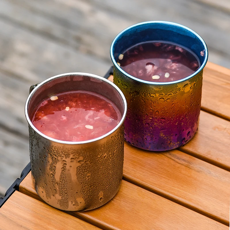 Boundless Voyage 450ml Outdoor Camping Titanium Mug Colorful Tea Coffee Cup with Lid Travel Drinkware Single Layer Mug
