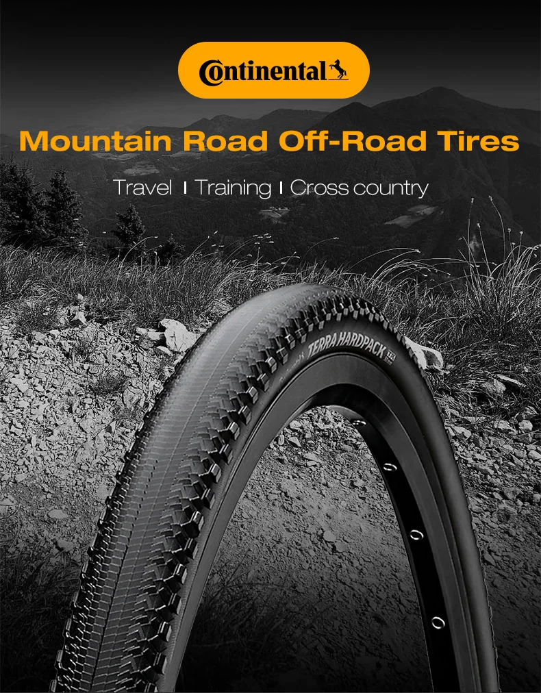 Continental Terra Hardpack 27.5/29x2.0 Tubeless Ready Folding Gravel Tire MTB Road Cyclo-Cross Wide Footprint Flat Central Tread