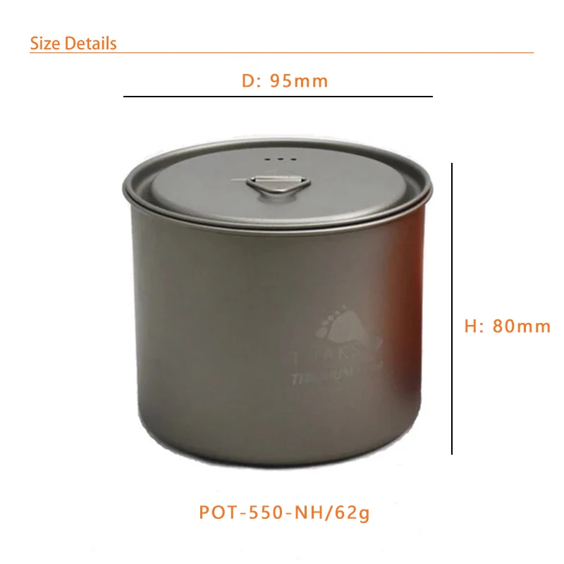 NEW TOAKS Titanium 550ml Pot Ultralight Cup Two Version Outdoor Camping Mug with Lid