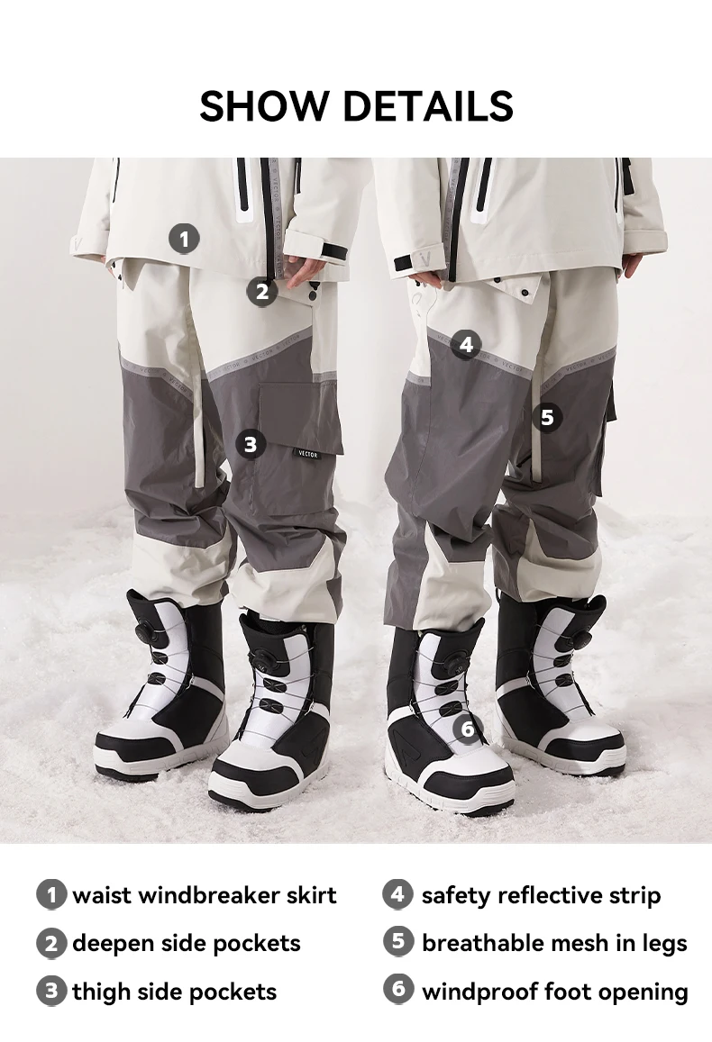 Winter Ski Pants Man Women Outdoor High Quality Windproof Waterproof Warm Snow Trousers Winter Ski Snowboarding Pants Splicing