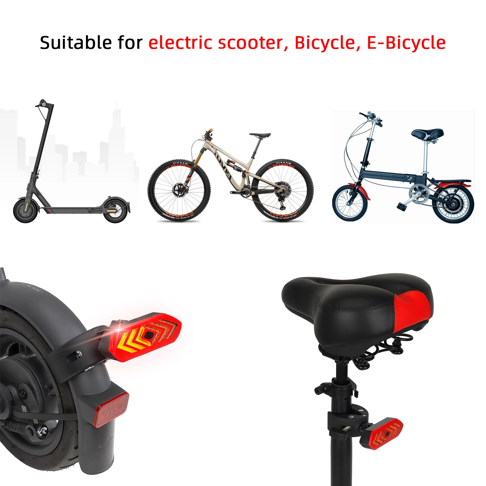 Ulip Turn Tail Light Parts For Electric Scooter/Bicycles/E-bikes Adjustable Rear Fender USB Rechargeable Turn Signal Accessories
